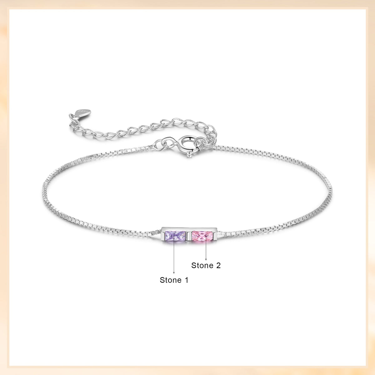 925 Sterling Silver Custom Birthstone Bracelet