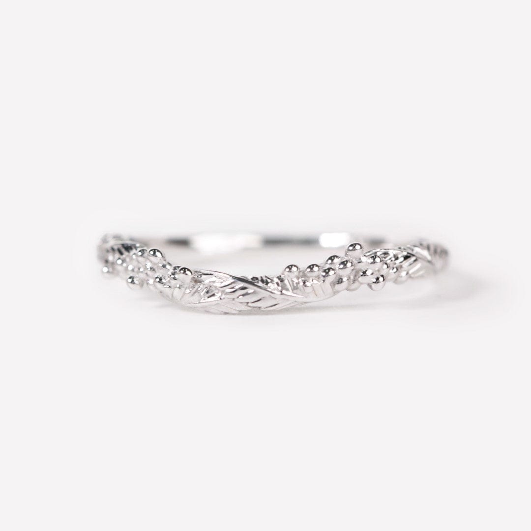 Curved Wattle Leaf Wedding Ring