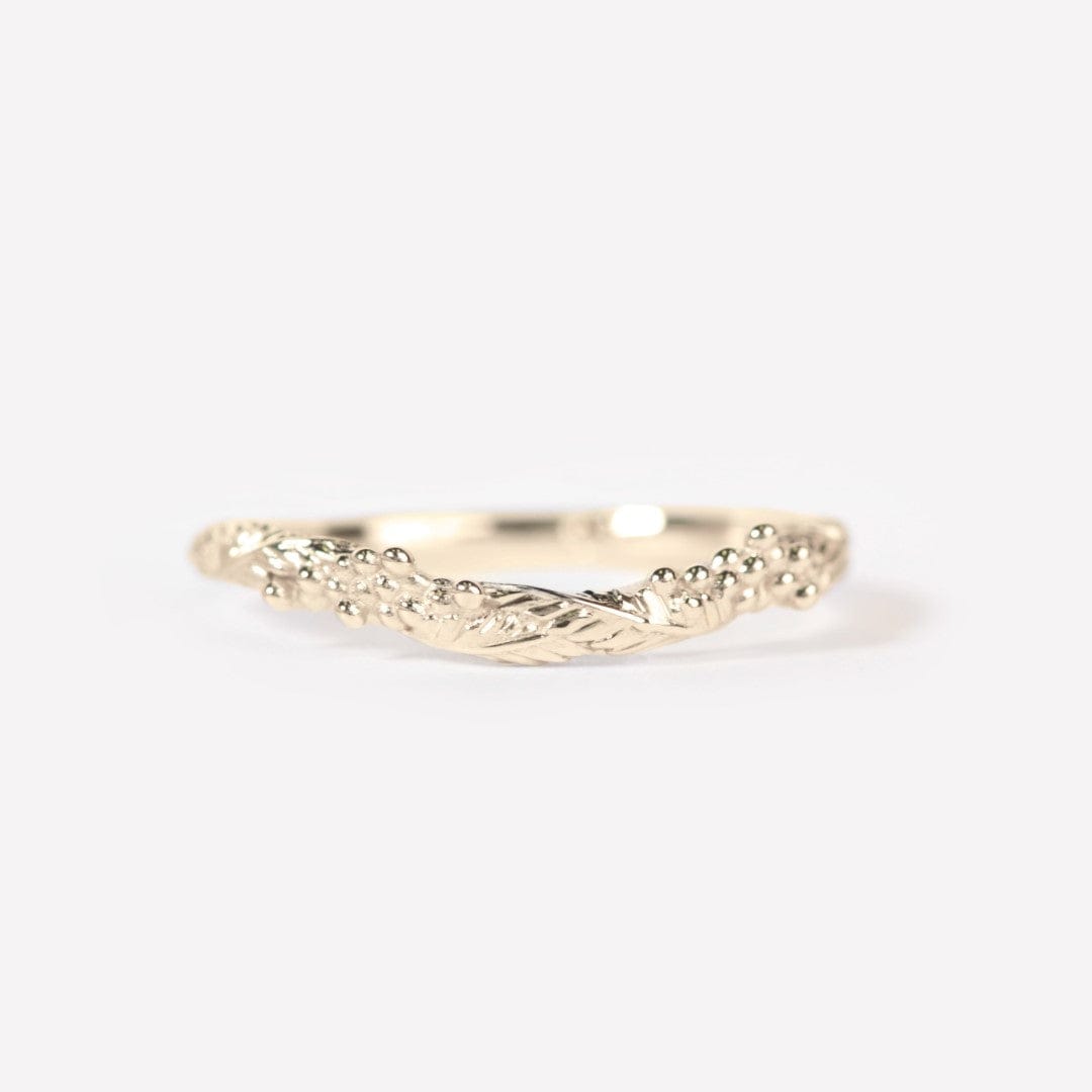 Curved Wattle Leaf Wedding Ring