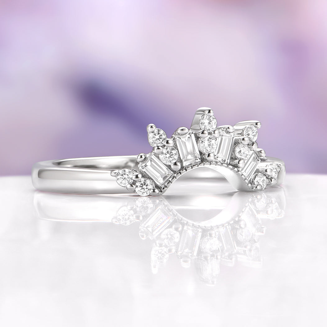 Lab Grown Diamond Crown Wedding Band in 14K White Gold