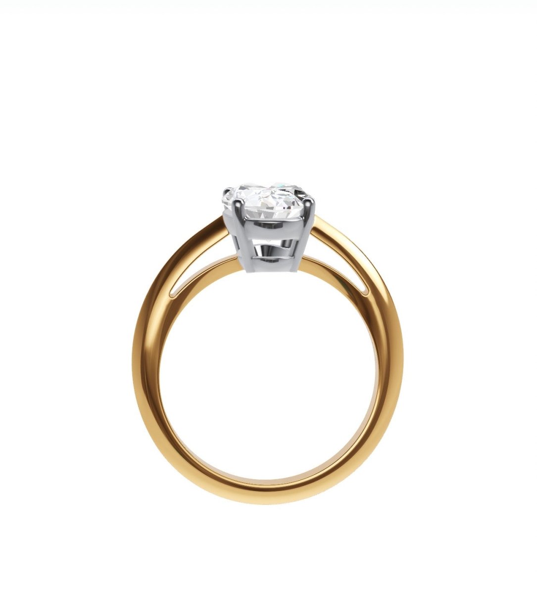 Custom Elongated Oval Diamond Ring 18K Yellow Gold