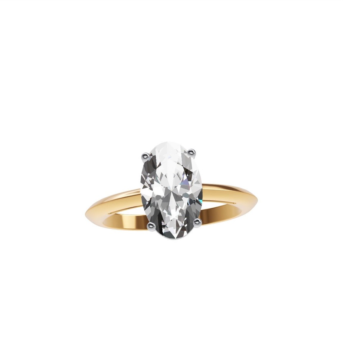 Custom Elongated Oval Diamond Ring 18K Yellow Gold