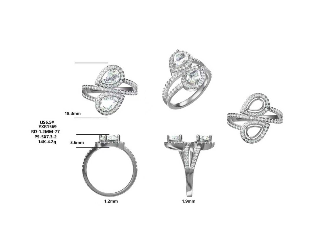 Custom Listing for Linda - Diamond Engagement Semi Mount Ring 14K White Gold Setting Pear