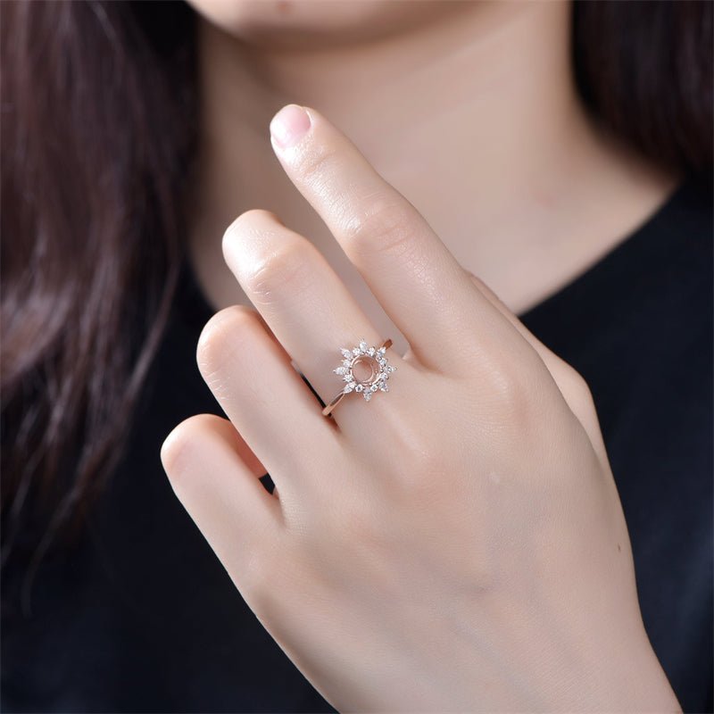 Custom 8mm Round Semi Mount Ring 14K White Gold