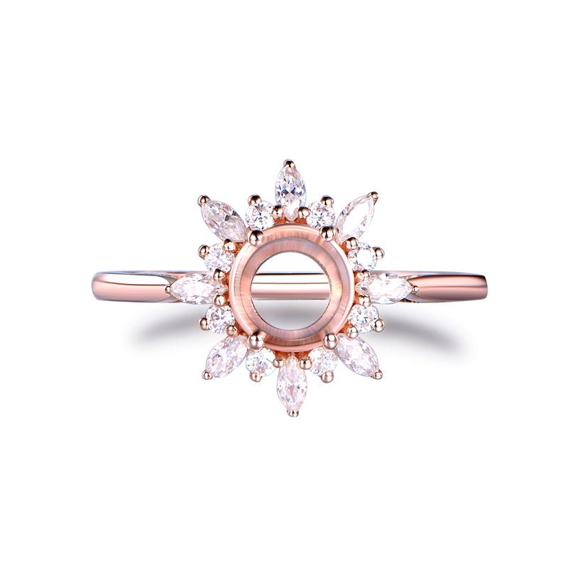 Custom 8mm Round Semi Mount Ring 14K White Gold
