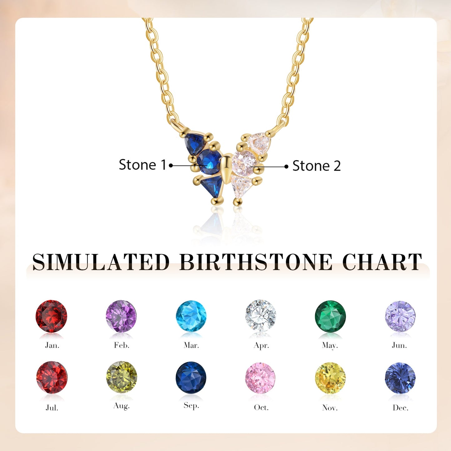 Custom Birthstone Butterfly Necklace