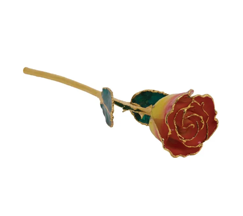 Lacquered Sunset Colored Rose with 24K Gold Trim