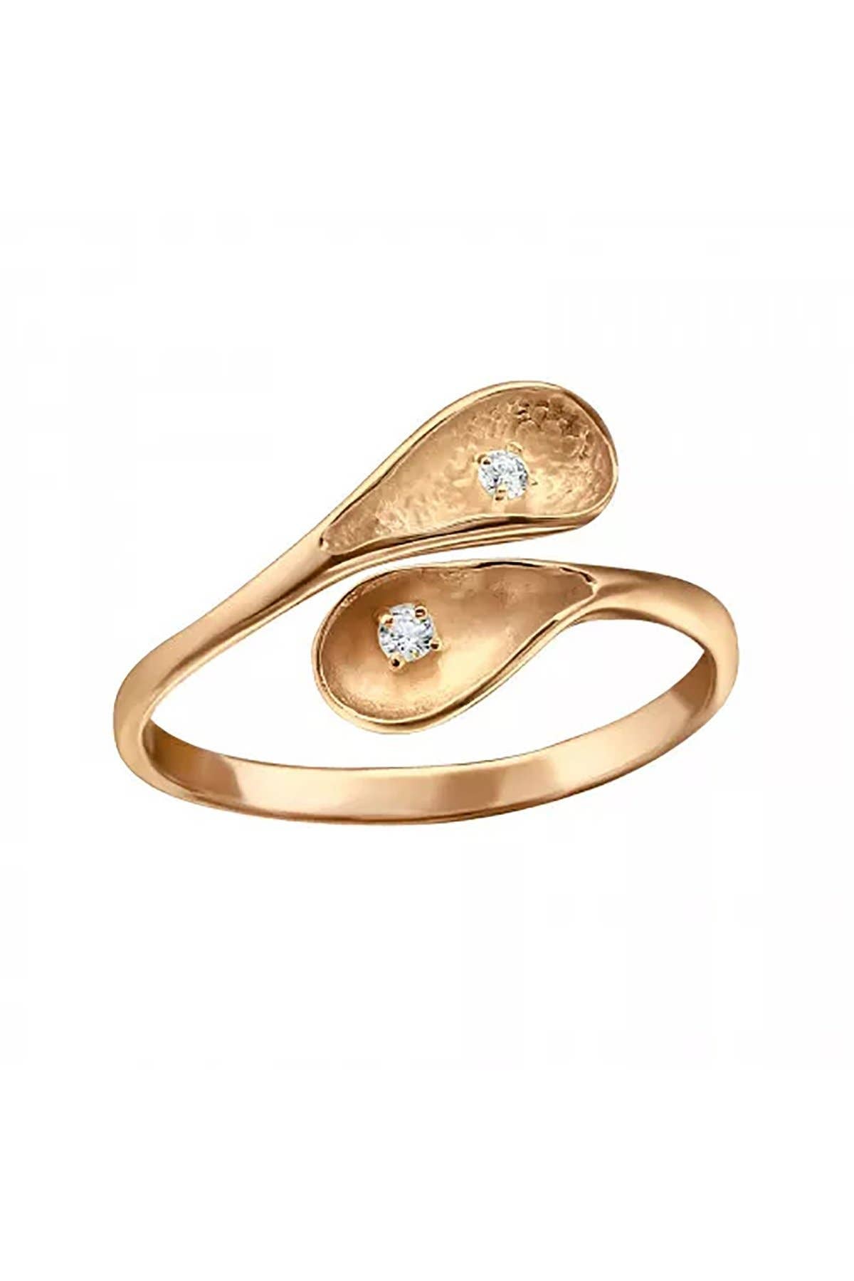 Sterling Silver Calalilly Ring With CZ - RG