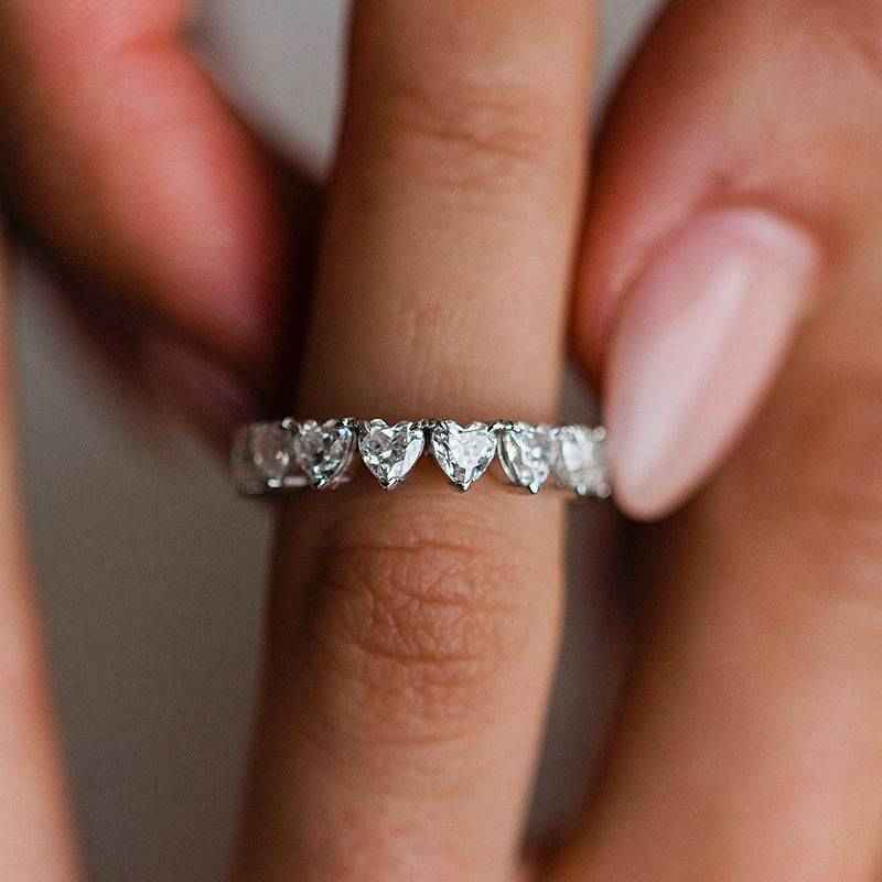 Solarii Heart Cut Wedding Ring In 925 Sterling Silver