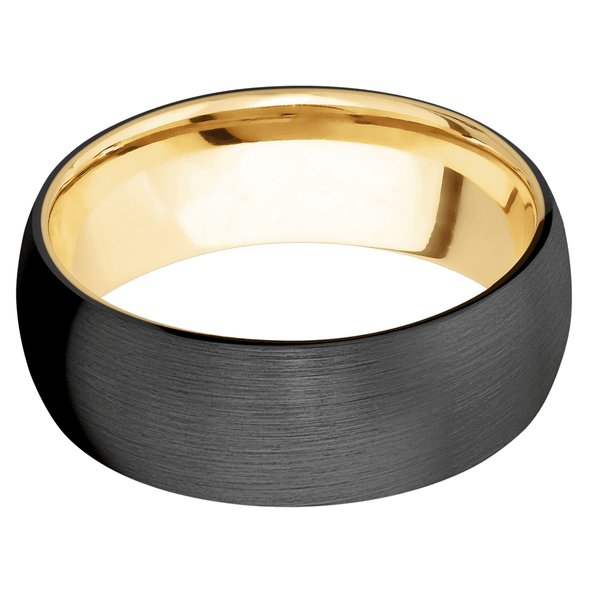 Zirconium + Satin Finish + 10K Yellow Gold