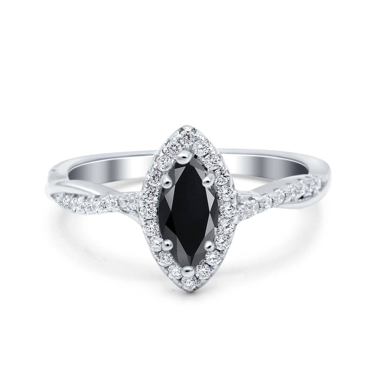 Infinity Twist Marquise Vintage Wedding Ring Simulated Black CZ: Simulated Black CZ /size L