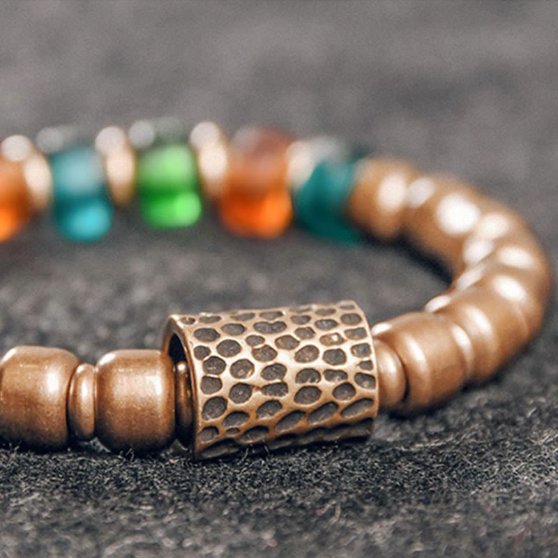 Fortune Jewel Tibetan Colorful Glass Beads Copper Wealth Bracelet
