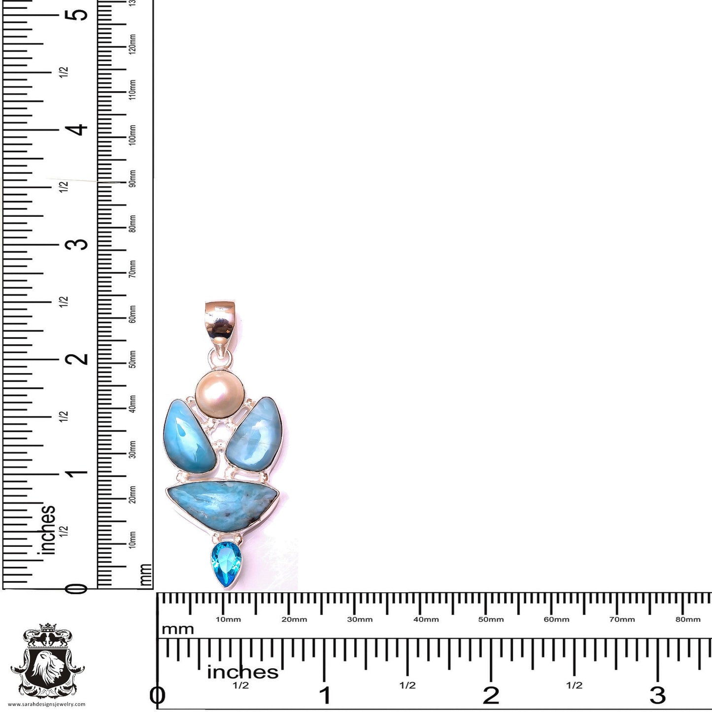 AAA Larimar Pearl Pendant & 3MM Italian Chain P9891