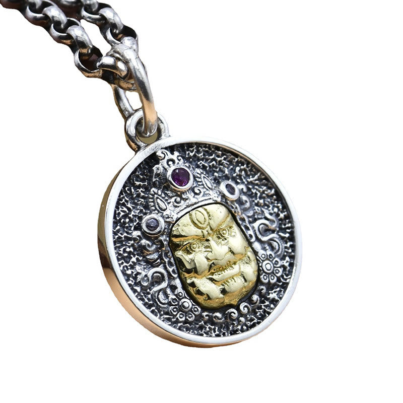Fortune Jewel 925 Sterling Silver Zakiram Goddess of Wealth Dorje Vajra Spiritual Necklace Pendant