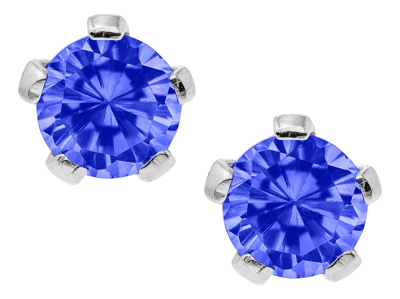 Children's Sterling Silver Synthetic Sapphire Earrings