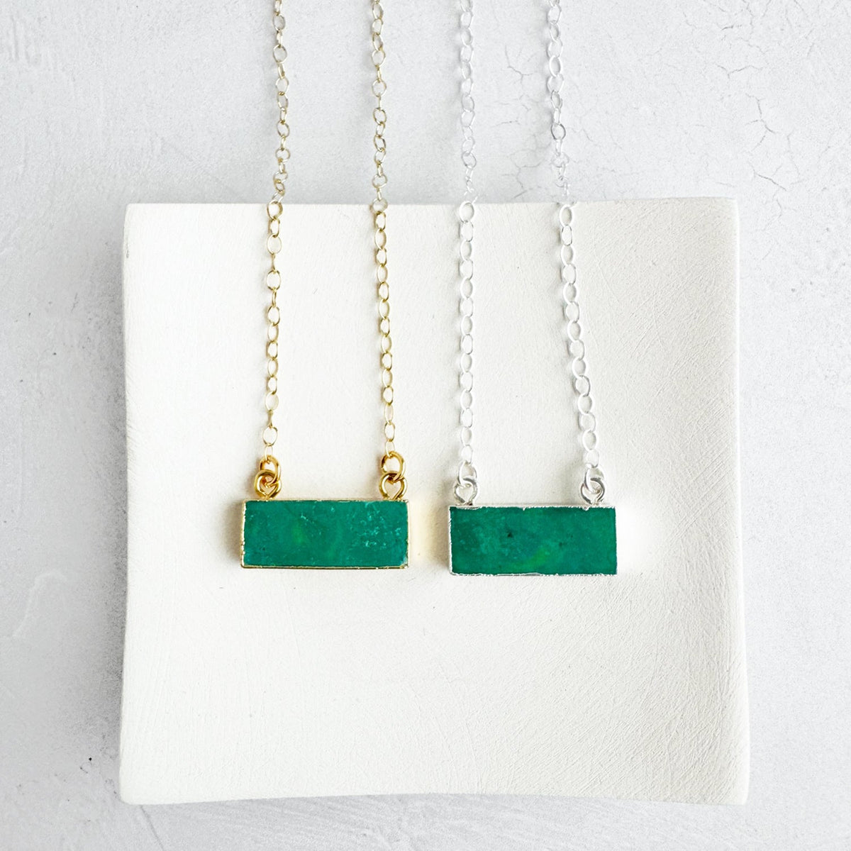 Tibetan Turquoise Bar Necklace in 14k Gold Filled and Sterling Silver