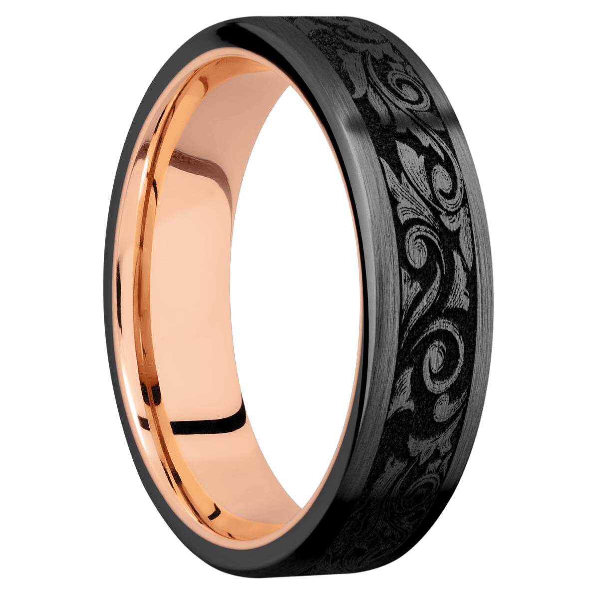 Zirconium + Satin Finish + 10K Rose Gold