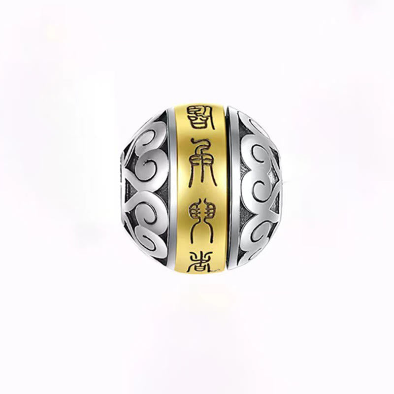 Fortune Jewel Taoist Nine-Character Mantra Engraved Amulet Balance Necklace Rotatable Pendant