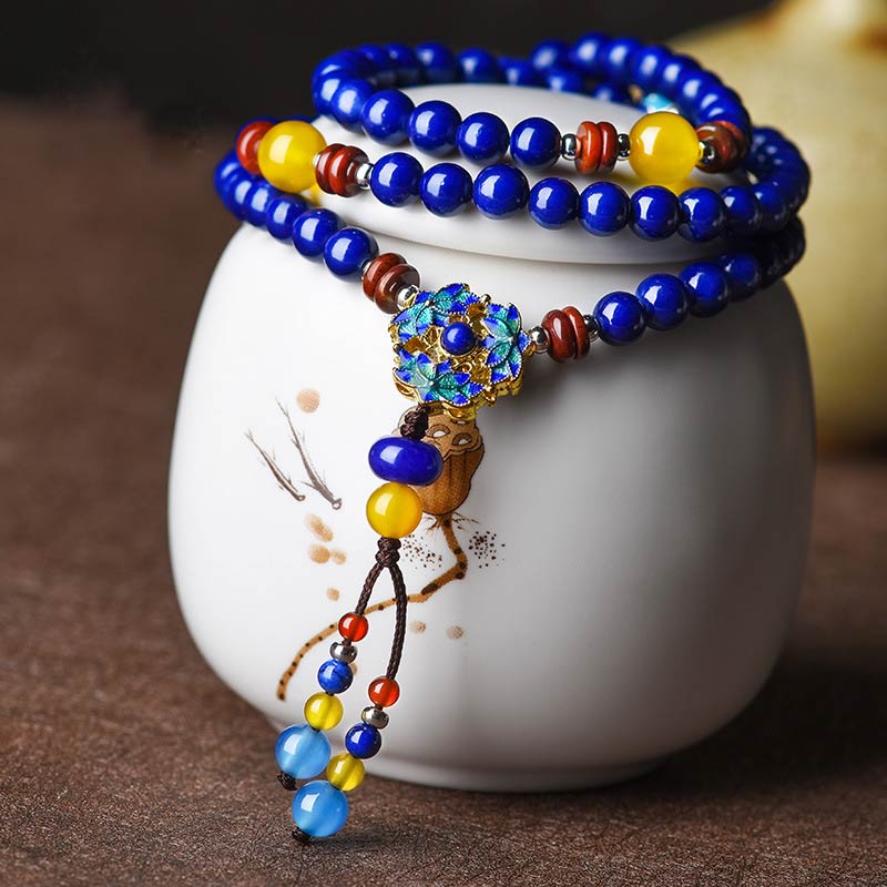 Fortune Jewel Lazurite Yellow Agate Positive Bracelet
