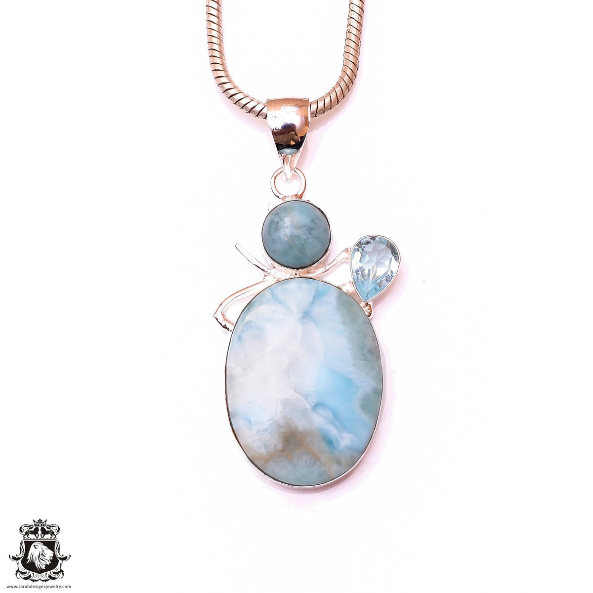 Caribbean Larimar Pendant & 3MM Italian Chain P9933