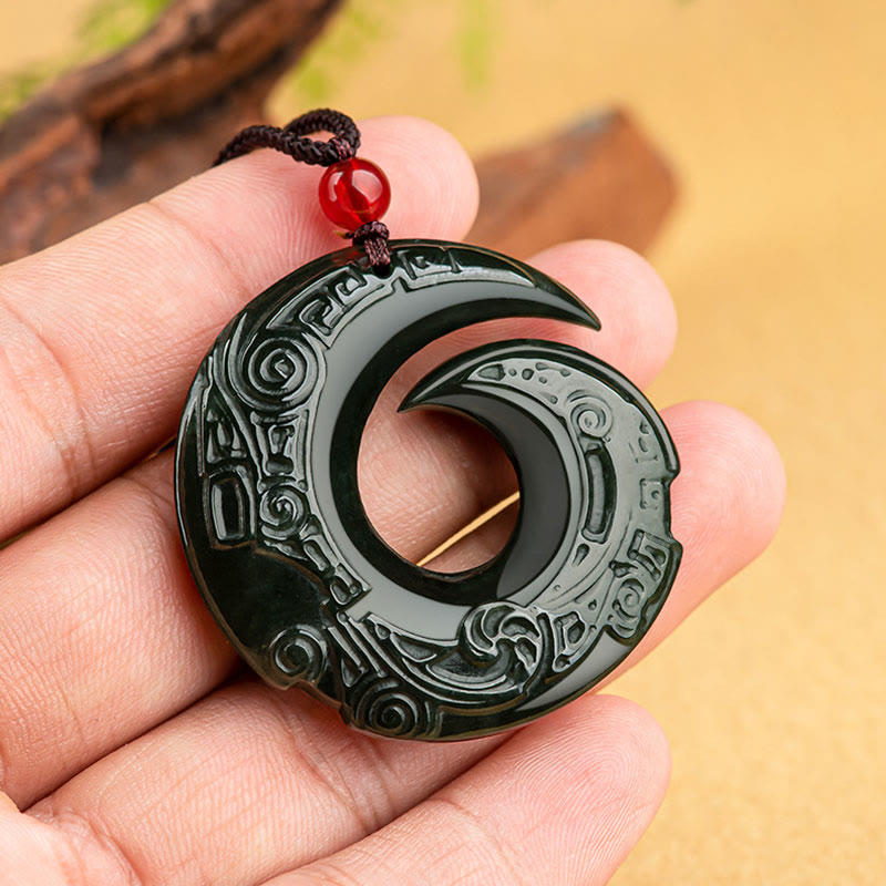 Fortune Jewel One's Luck Improves Design Patern Natural Hetian Cyan Jade Success Necklace Pendant