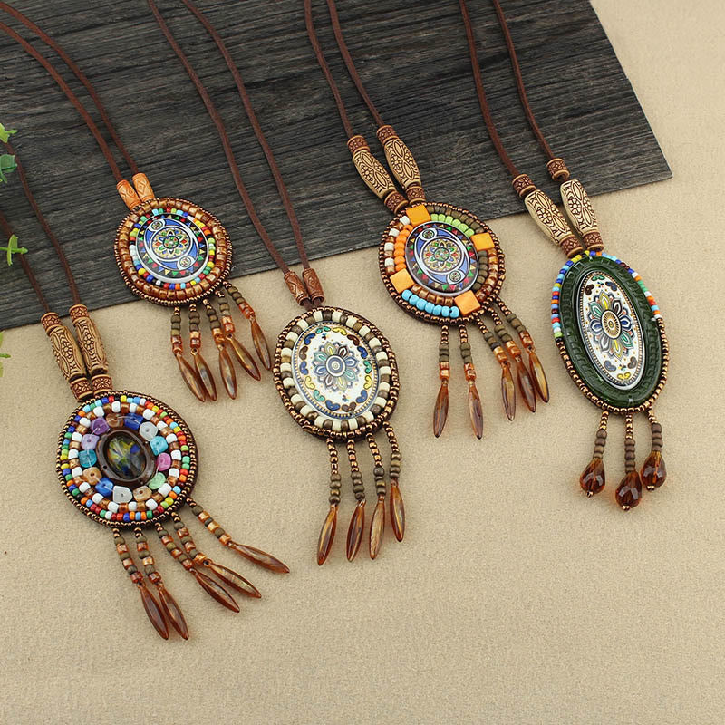 Fortune Jewel Mandala Pattern Beads Creativity Necklace Pendant