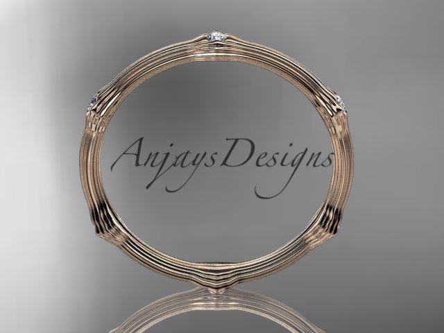 Petite Diamond Wedding Band Thin Wedding Band Nature Inspired Delicate Ring