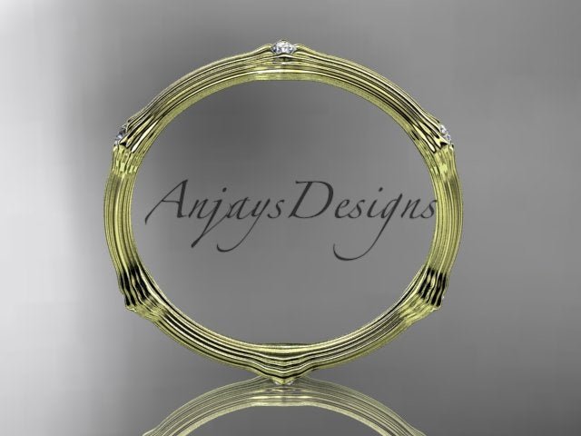 Petite Diamond Wedding Band Thin Wedding Band Nature Inspired Delicate Ring