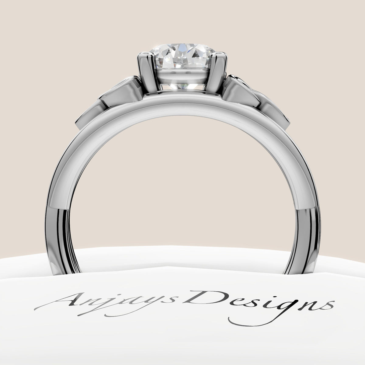 Dainty Celtic Engagement Ring IGI Certified 1 CT Round Lab Grown Diamond Wedding Ring