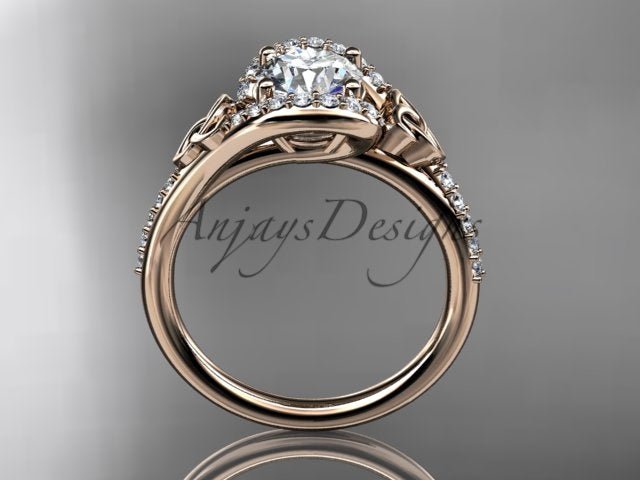 Celtic Engagement Ring 1 Carat Round Lab Grown Diamond Ring Trinity Knot Thin Engagement Ring Dainty Ring
