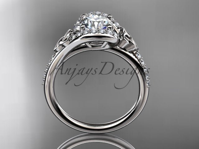 Celtic Engagement Ring 1 Carat Round Lab Grown Diamond Ring Trinity Knot Thin Engagement Ring Dainty Ring