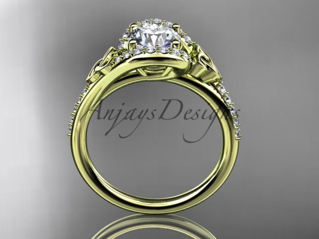 Celtic Engagement Ring 1 Carat Round Lab Grown Diamond Ring Trinity Knot Thin Engagement Ring Dainty Ring
