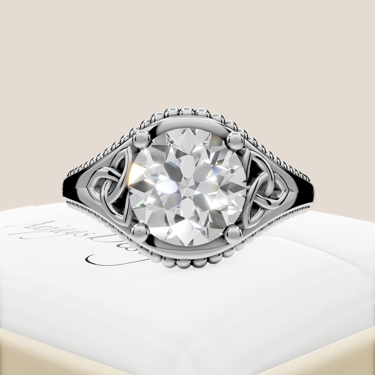Celtic Diamond Engagement Ring Solitaire Wedding Ring 2 Carat Round Lab Grown Diamond
