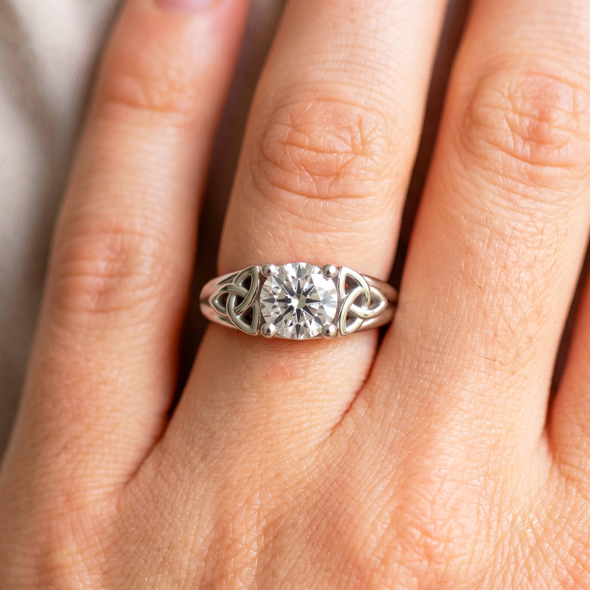 Dainty Celtic Engagement Ring IGI Certified 1 CT Round Lab Grown Diamond Wedding Ring