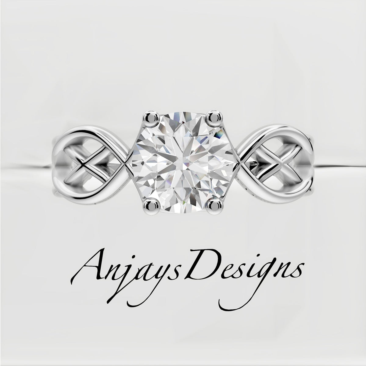 Celtic Engagement Ring 1 CT Round Lab Created Diamond Solitaire Ring