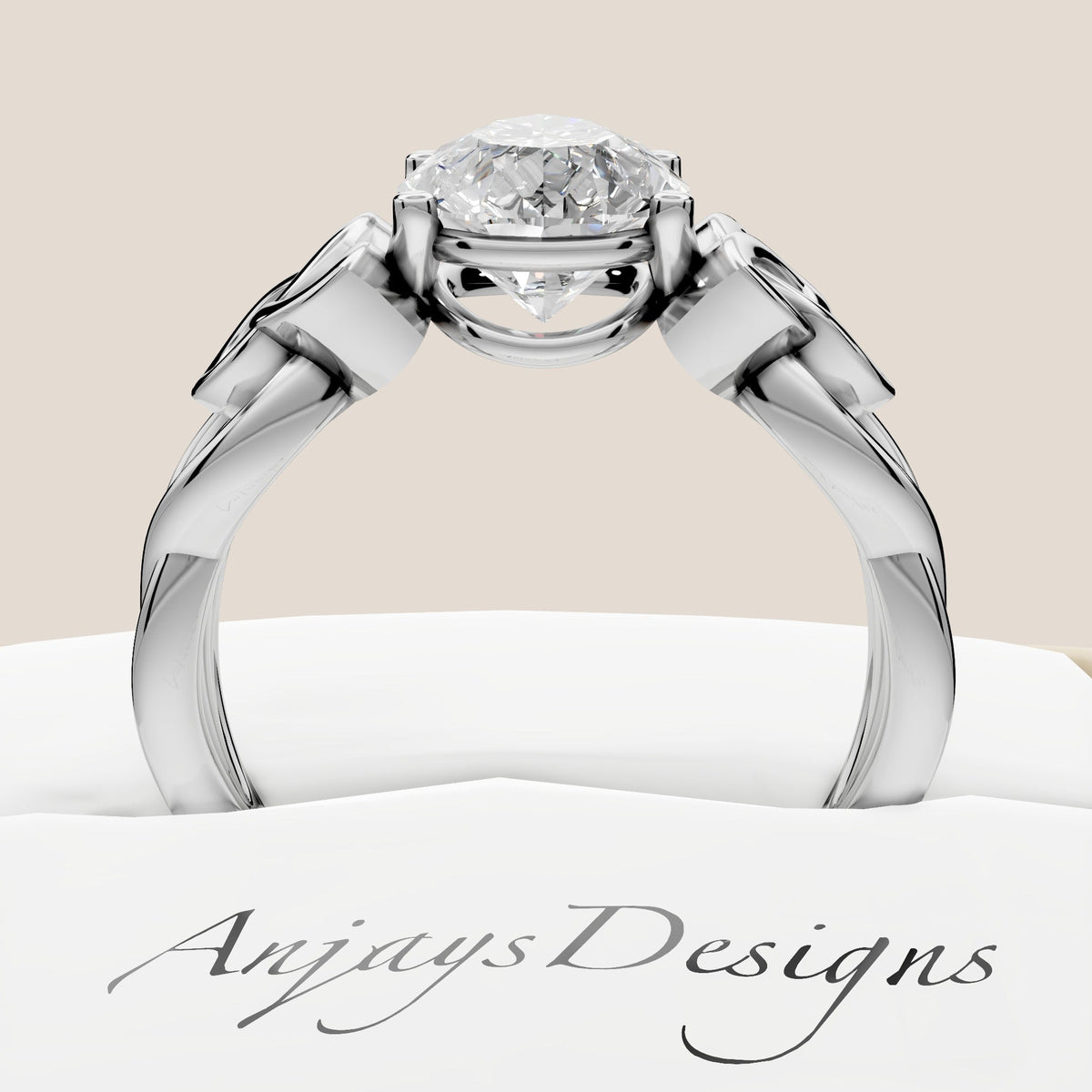 Celtic Engagement Ring 2 Carat Pear Cut Lab Grown Diamond Solitaire Ring
