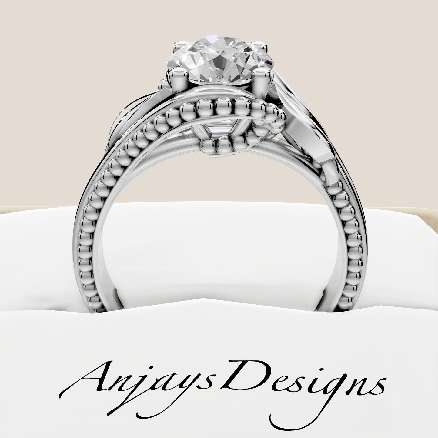 Unique Nature Inspired Engagement Ring 1 CT Lab Grown Diamond Floral Ring