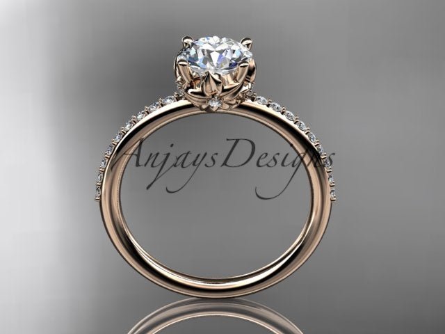 Dainty Flower Engagement Ring 1 Carat Round Lab Grown Diamond Nature Inspired Wedding Ring