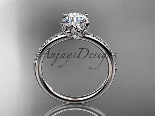 Dainty Flower Engagement Ring 1 Carat Round Lab Grown Diamond Nature Inspired Wedding Ring