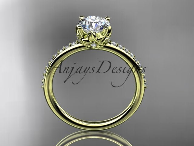 Dainty Flower Engagement Ring 1 Carat Round Lab Grown Diamond Nature Inspired Wedding Ring