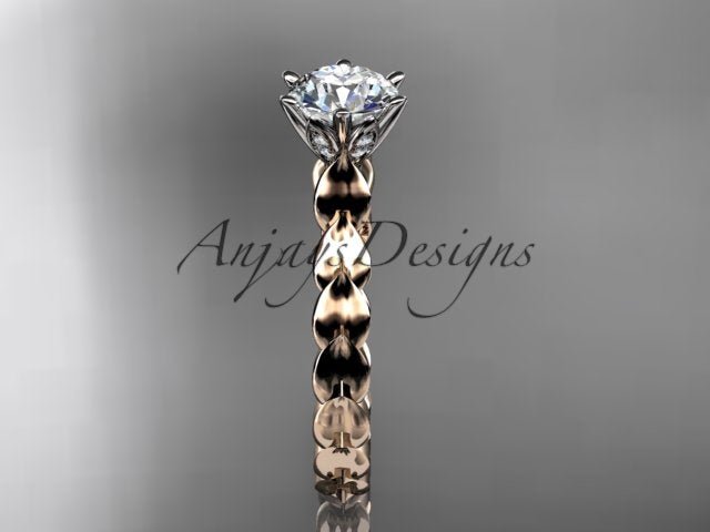 1 Carat Round Brilliant Lab Grown Diamond Nature Inspired Engagement Ring Leaf Dainty Nature Proposal Ring