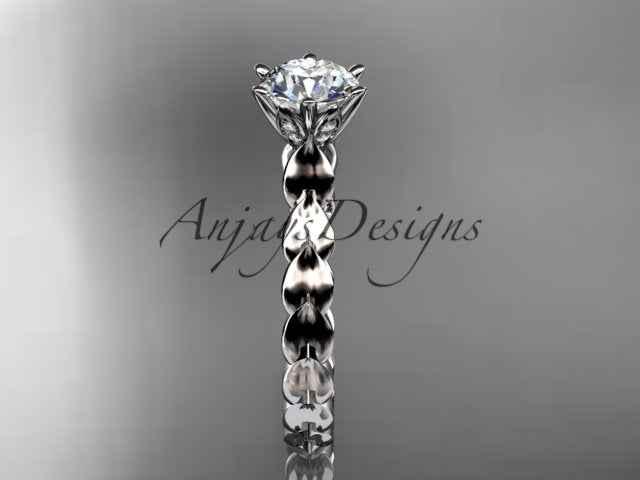 1 Carat Round Brilliant Lab Grown Diamond Nature Inspired Engagement Ring Leaf Dainty Nature Proposal Ring