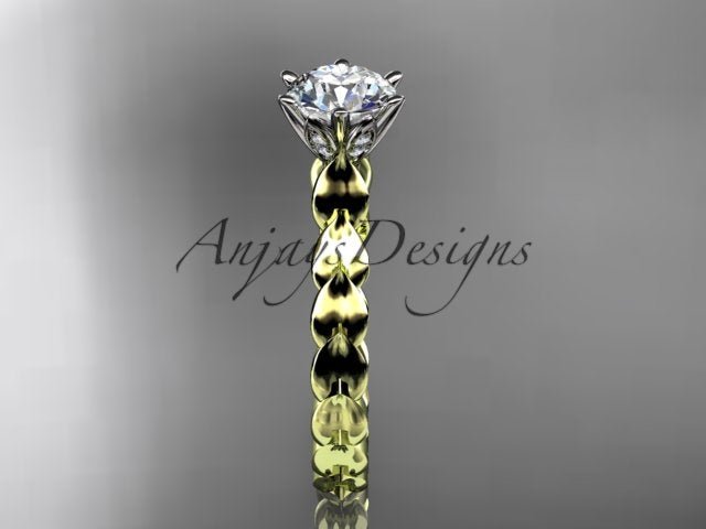 1 Carat Round Brilliant Lab Grown Diamond Nature Inspired Engagement Ring Leaf Dainty Nature Proposal Ring