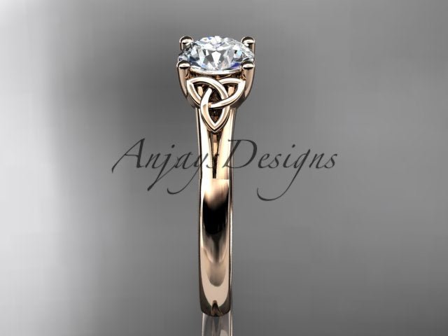 Celtic Diamond Engagement Ring 1 Carat Lab Grown Diamond Trinity Knot Ring Dainty Minimalist Ring