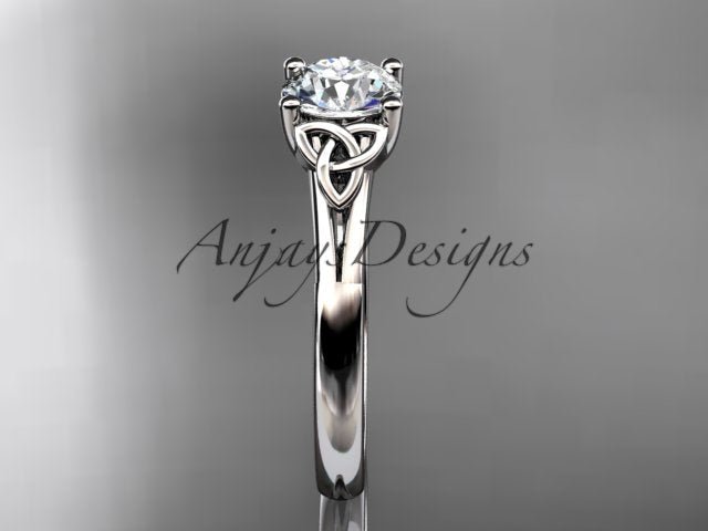 Celtic Diamond Engagement Ring 1 Carat Lab Grown Diamond Trinity Knot Ring Dainty Minimalist Ring