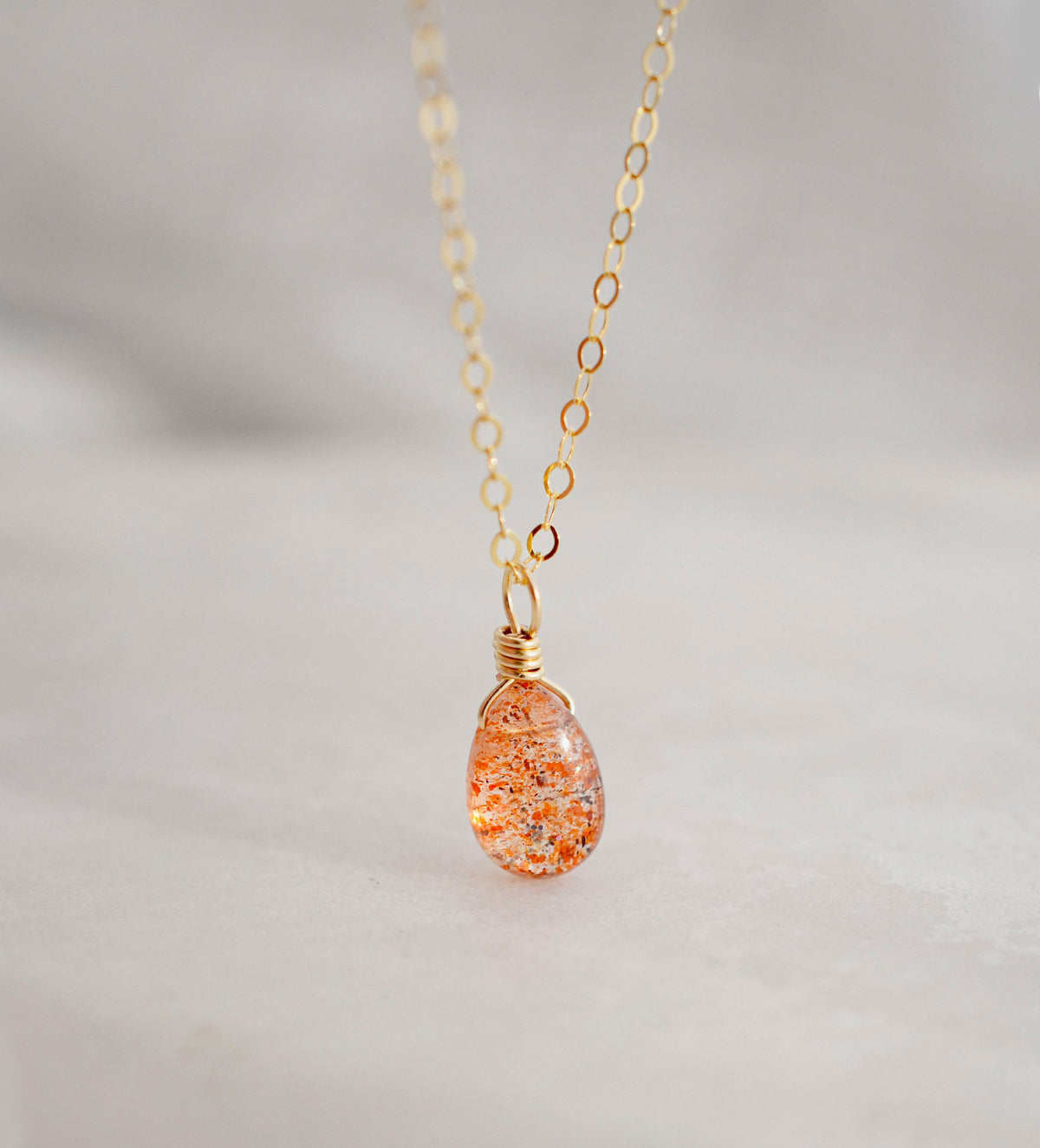 Sunstone Droplet Necklace