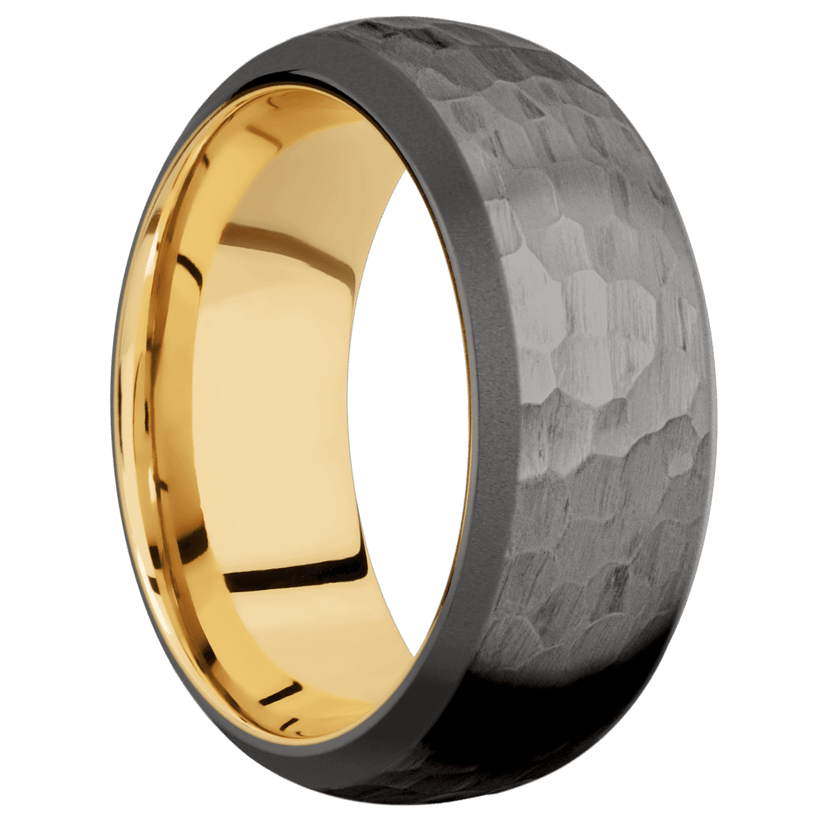 Tantalum Noir + Hammer , Sand Finish + 10K Yellow Gold