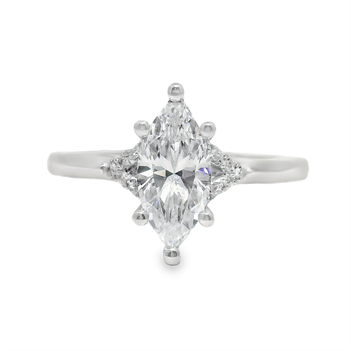 Marquise Diamond Accented Engagement Ring