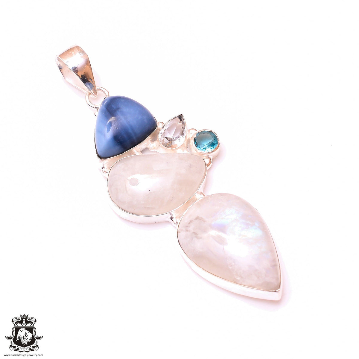 Rainbow Moonstone Owyhee Opal Pendant & 3MM Italian Chain P9999