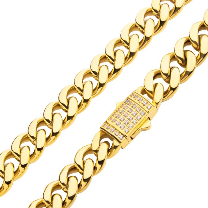 Stainless Steel 18K Gold Plated 8mm Miami Cuban Chain Necklace